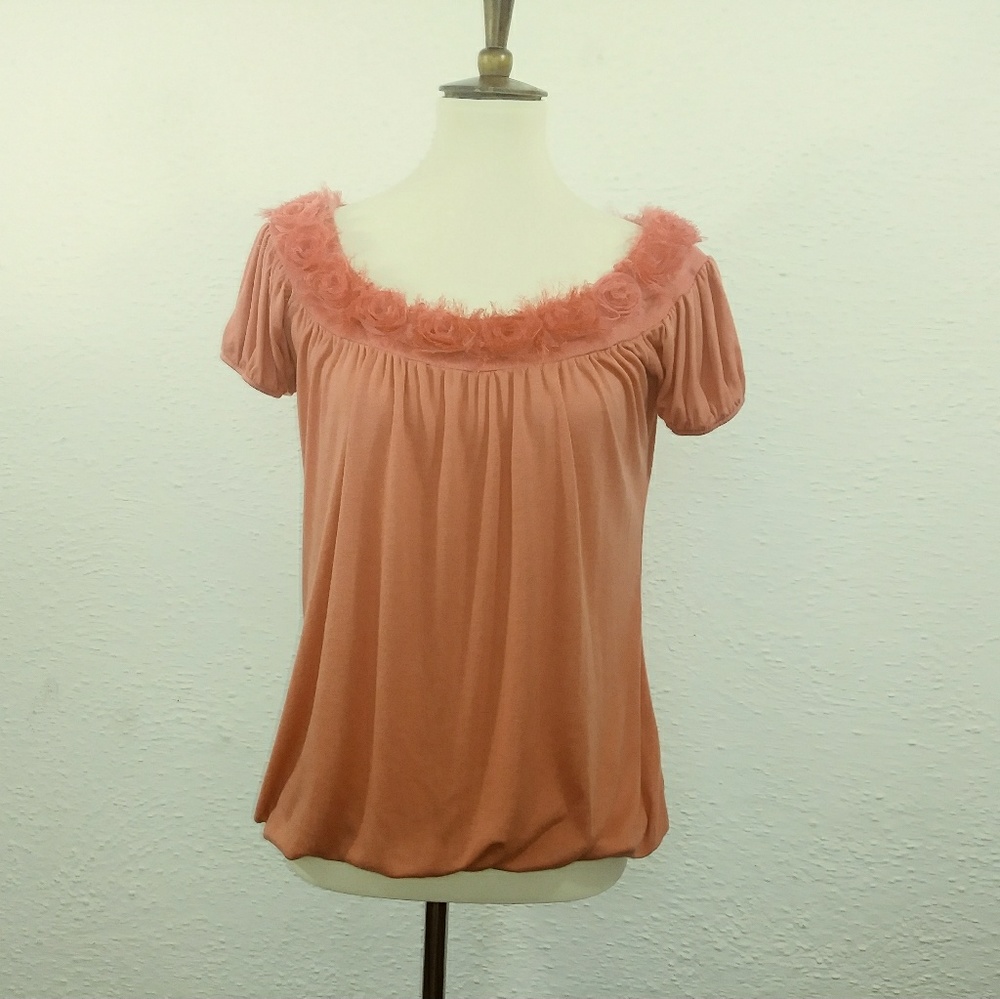 GingerGCoral Blouse M Short Sleeves Exclusive Trim